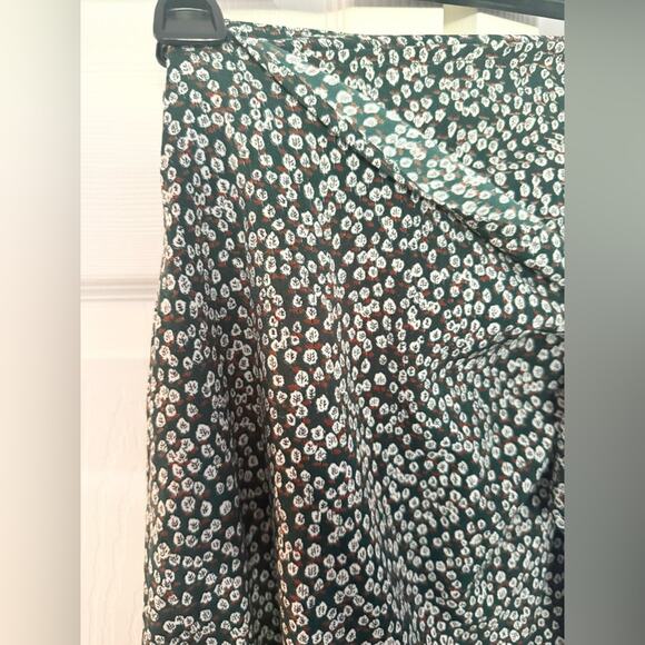 Princess Polly Green Floral Wrap Skirt Tie Midi Skirt Size 4 - Picture 4 of 8
